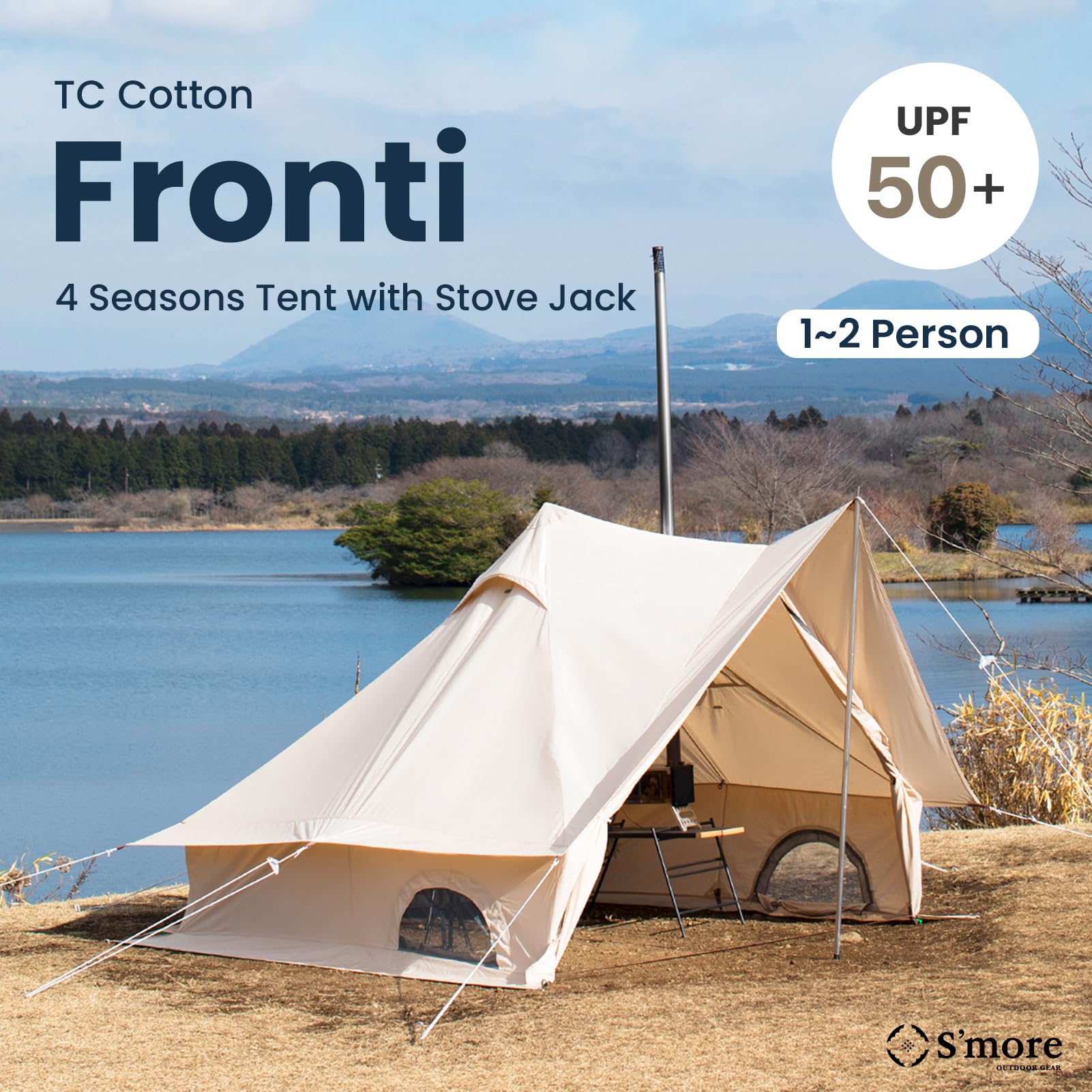 S'more Fronti キャンプテント ベージュ Amazon.com: S'More Fronti Canvas Camping Tent - 2 Person, 4 Season